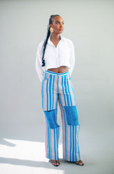 Turquoise Ripped Pants